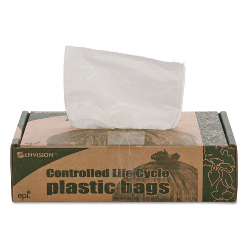 Stout® by Envision™ wholesale. Controlled Life-cycle Plastic Trash Bags, 13 Gal, 0.7 Mil, 24" X 30", White, 120-box. HSD Wholesale: Janitorial Supplies, Breakroom Supplies, Office Supplies.