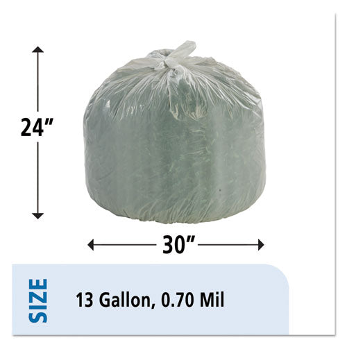 Stout® by Envision™ wholesale. Controlled Life-cycle Plastic Trash Bags, 13 Gal, 0.7 Mil, 24" X 30", White, 120-box. HSD Wholesale: Janitorial Supplies, Breakroom Supplies, Office Supplies.