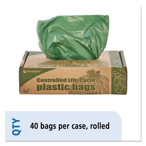 Stout® by Envision™ wholesale. Controlled Life-cycle Plastic Trash Bags, 33 Gal, 1.1 Mil, 33" X 40", Green, 40-box. HSD Wholesale: Janitorial Supplies, Breakroom Supplies, Office Supplies.