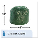 Stout® by Envision™ wholesale. Controlled Life-cycle Plastic Trash Bags, 33 Gal, 1.1 Mil, 33" X 40", Green, 40-box. HSD Wholesale: Janitorial Supplies, Breakroom Supplies, Office Supplies.
