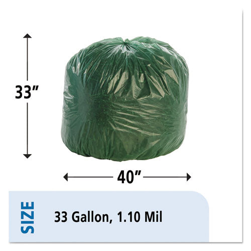 Stout® by Envision™ wholesale. Controlled Life-cycle Plastic Trash Bags, 33 Gal, 1.1 Mil, 33" X 40", Green, 40-box. HSD Wholesale: Janitorial Supplies, Breakroom Supplies, Office Supplies.