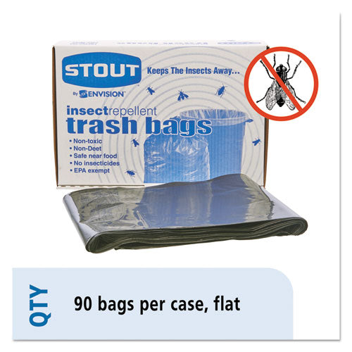 Stout® by Envision™ wholesale. Insect-repellent Trash Bags, 30 Gal, 2 Mil, 33" X 40", Black, 90-box. HSD Wholesale: Janitorial Supplies, Breakroom Supplies, Office Supplies.
