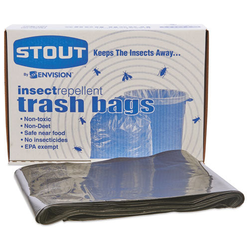 Stout® by Envision™ wholesale. Insect-repellent Trash Bags, 55 Gal, 2 Mil, 37" X 52", Black, 65-box. HSD Wholesale: Janitorial Supplies, Breakroom Supplies, Office Supplies.