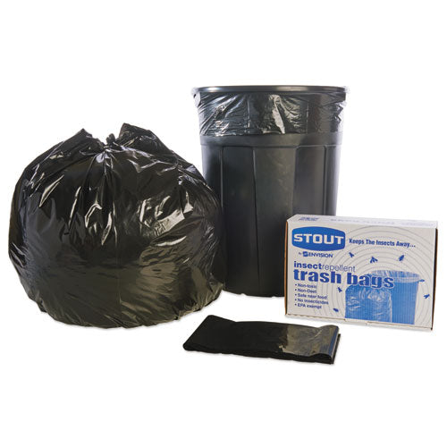 Stout® by Envision™ wholesale. Insect-repellent Trash Bags, 55 Gal, 2 Mil, 37" X 52", Black, 65-box. HSD Wholesale: Janitorial Supplies, Breakroom Supplies, Office Supplies.