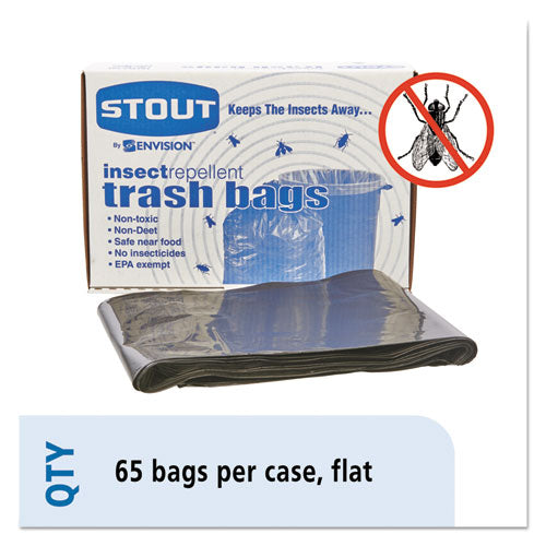 Stout® by Envision™ wholesale. Insect-repellent Trash Bags, 55 Gal, 2 Mil, 37" X 52", Black, 65-box. HSD Wholesale: Janitorial Supplies, Breakroom Supplies, Office Supplies.
