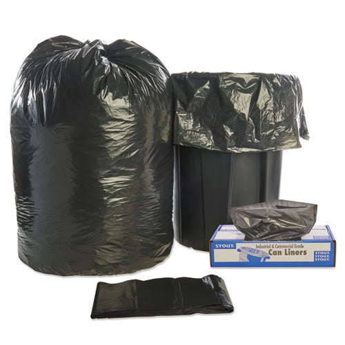 Stout® by Envision™ wholesale. Total Recycled Content Plastic Trash Bags, 56 Gal, 1.5 Mil, 43" X 49", Brown-black, 100-carton. HSD Wholesale: Janitorial Supplies, Breakroom Supplies, Office Supplies.