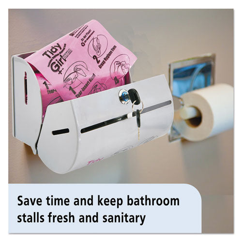 Tidy Girl™ wholesale. Plastic Feminine Hygiene Disposal Bag Dispenser, Gray. HSD Wholesale: Janitorial Supplies, Breakroom Supplies, Office Supplies.