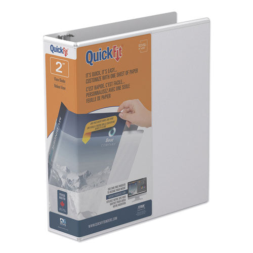 Stride wholesale. Quickfit D-ring View Binder, 3 Rings, 2" Capacity, 11 X 8.5, White. HSD Wholesale: Janitorial Supplies, Breakroom Supplies, Office Supplies.