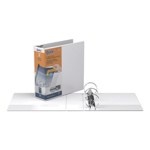 Stride wholesale. Quickfit Round-ring View Binder, 3 Rings, 3" Capacity, 11 X 8.5, White. HSD Wholesale: Janitorial Supplies, Breakroom Supplies, Office Supplies.