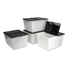 Load image into Gallery viewer, Storex wholesale. Storage Tote, 16 Gal, 22.7&quot; X 18.25&quot; X 12.86&quot;, Clear-black. HSD Wholesale: Janitorial Supplies, Breakroom Supplies, Office Supplies.