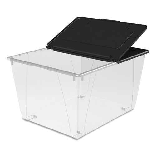 Storex wholesale. Storage Tote, 16 Gal, 22.7" X 18.25" X 12.86", Clear-black. HSD Wholesale: Janitorial Supplies, Breakroom Supplies, Office Supplies.