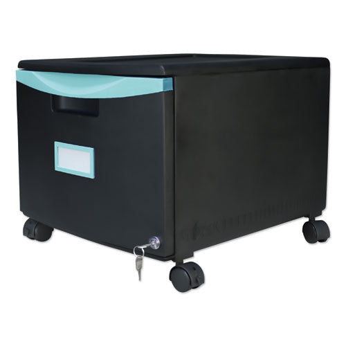 Storex wholesale. Single-drawer Mobile Filing Cabinet, 14.75w X 18.25d X 12.75h, Black-teal. HSD Wholesale: Janitorial Supplies, Breakroom Supplies, Office Supplies.