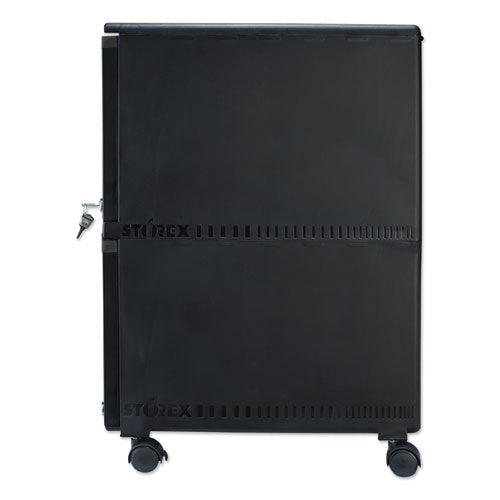 Storex wholesale. Two-drawer Mobile Filing Cabinet, 14.75w X 18.25d X 26h, Black. HSD Wholesale: Janitorial Supplies, Breakroom Supplies, Office Supplies.