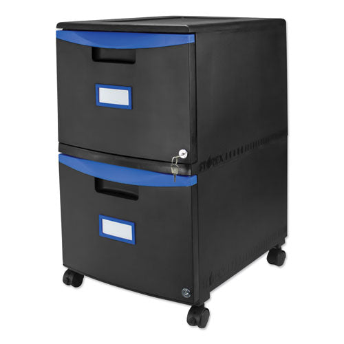 Storex wholesale. Two-drawer Mobile Filing Cabinet, 14.75w X 18.25d X 26h, Black-blue. HSD Wholesale: Janitorial Supplies, Breakroom Supplies, Office Supplies.