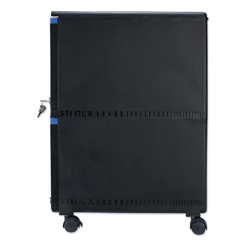 Storex wholesale. Two-drawer Mobile Filing Cabinet, 14.75w X 18.25d X 26h, Black-blue. HSD Wholesale: Janitorial Supplies, Breakroom Supplies, Office Supplies.