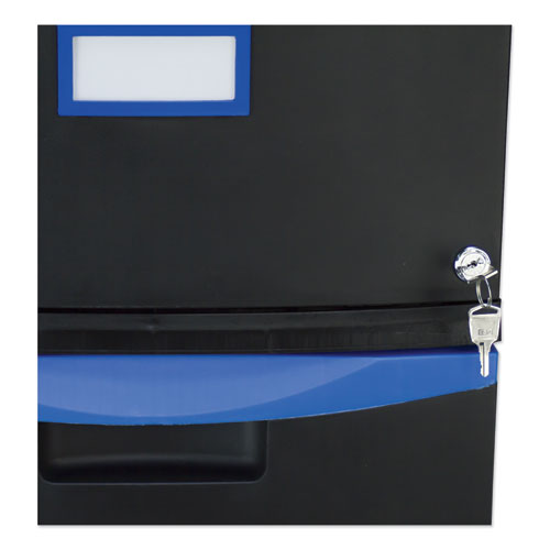 Storex wholesale. Two-drawer Mobile Filing Cabinet, 14.75w X 18.25d X 26h, Black-blue. HSD Wholesale: Janitorial Supplies, Breakroom Supplies, Office Supplies.