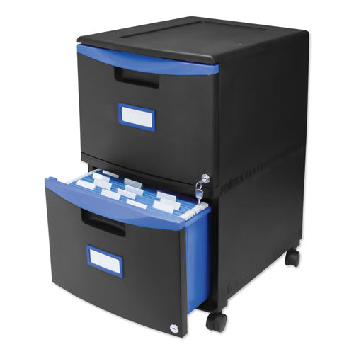 Storex wholesale. Two-drawer Mobile Filing Cabinet, 14.75w X 18.25d X 26h, Black-blue. HSD Wholesale: Janitorial Supplies, Breakroom Supplies, Office Supplies.