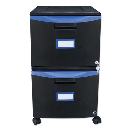 Storex wholesale. Two-drawer Mobile Filing Cabinet, 14.75w X 18.25d X 26h, Black-blue. HSD Wholesale: Janitorial Supplies, Breakroom Supplies, Office Supplies.