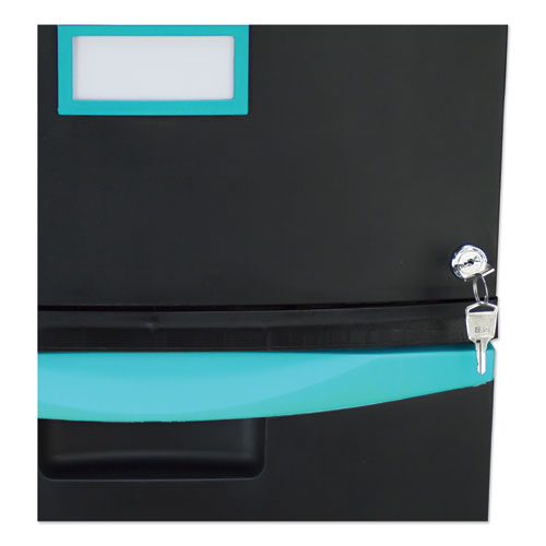 Storex wholesale. Two-drawer Mobile Filing Cabinet, 14.75w X 18.25d X 26h, Black-teal. HSD Wholesale: Janitorial Supplies, Breakroom Supplies, Office Supplies.