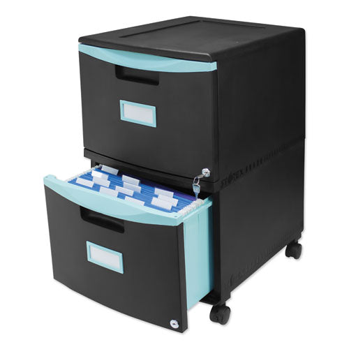 Storex wholesale. Two-drawer Mobile Filing Cabinet, 14.75w X 18.25d X 26h, Black-teal. HSD Wholesale: Janitorial Supplies, Breakroom Supplies, Office Supplies.