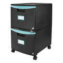 Storex wholesale. Two-drawer Mobile Filing Cabinet, 14.75w X 18.25d X 26h, Black-teal. HSD Wholesale: Janitorial Supplies, Breakroom Supplies, Office Supplies.