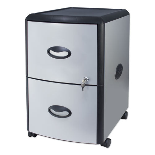 Storex wholesale. Two-drawer Mobile Filing Cabinet, Metal Siding, 19w X 15d X 23h, Silver-black. HSD Wholesale: Janitorial Supplies, Breakroom Supplies, Office Supplies.