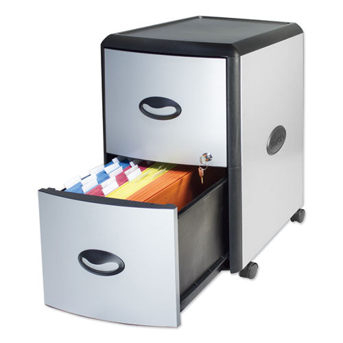 Storex wholesale. Two-drawer Mobile Filing Cabinet, Metal Siding, 19w X 15d X 23h, Silver-black. HSD Wholesale: Janitorial Supplies, Breakroom Supplies, Office Supplies.