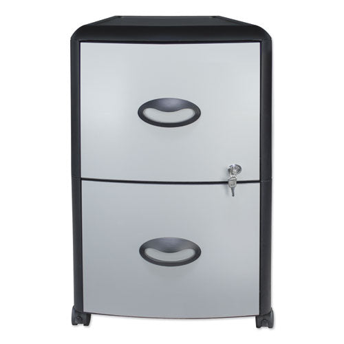 Storex wholesale. Two-drawer Mobile Filing Cabinet, Metal Siding, 19w X 15d X 23h, Silver-black. HSD Wholesale: Janitorial Supplies, Breakroom Supplies, Office Supplies.