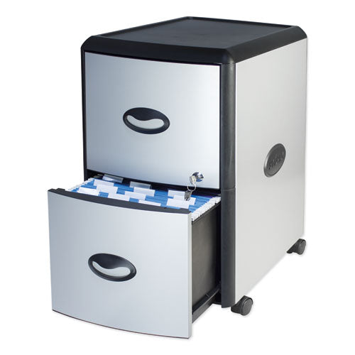 Storex wholesale. Two-drawer Mobile Filing Cabinet, Metal Siding, 19w X 15d X 23h, Silver-black. HSD Wholesale: Janitorial Supplies, Breakroom Supplies, Office Supplies.