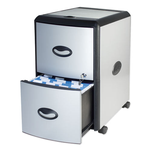 Storex wholesale. Two-drawer Mobile Filing Cabinet With Metal Siding, 19w X 15d X 23h, Silver-black. HSD Wholesale: Janitorial Supplies, Breakroom Supplies, Office Supplies.