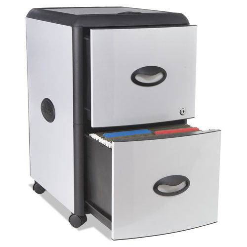 Storex wholesale. Two-drawer Mobile Filing Cabinet With Metal Siding, 19w X 15d X 23h, Silver-black. HSD Wholesale: Janitorial Supplies, Breakroom Supplies, Office Supplies.