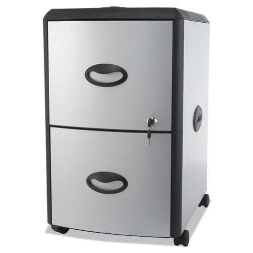 Storex wholesale. Two-drawer Mobile Filing Cabinet With Metal Siding, 19w X 15d X 23h, Silver-black. HSD Wholesale: Janitorial Supplies, Breakroom Supplies, Office Supplies.