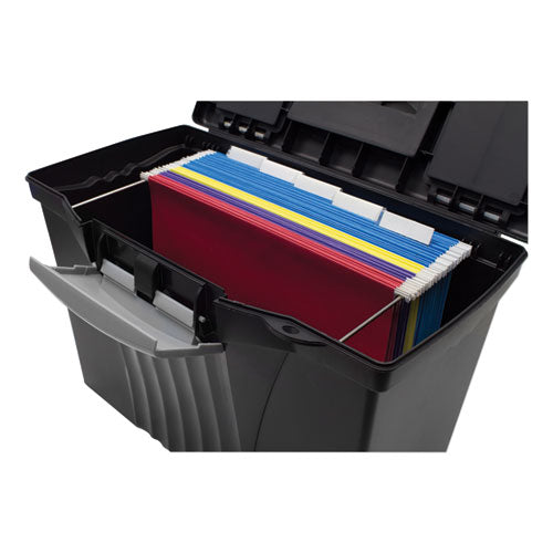 Storex wholesale. Portable Letter-legal Filebox With Organizer Lid, Letter-legal Files, 14.5" X 10.5" X 12", Black. HSD Wholesale: Janitorial Supplies, Breakroom Supplies, Office Supplies.