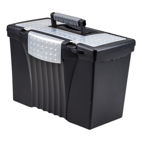 Storex wholesale. Portable Letter-legal Filebox With Organizer Lid, Letter-legal Files, 14.5" X 10.5" X 12", Black. HSD Wholesale: Janitorial Supplies, Breakroom Supplies, Office Supplies.