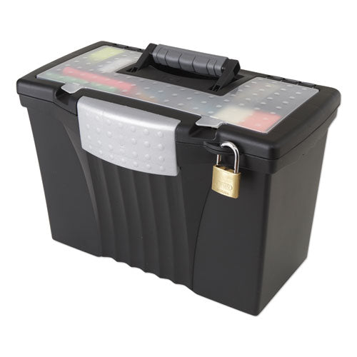 Storex wholesale. Portable Letter-legal Filebox With Organizer Lid, Letter-legal Files, 14.5" X 10.5" X 12", Black. HSD Wholesale: Janitorial Supplies, Breakroom Supplies, Office Supplies.