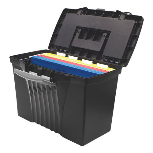 Storex wholesale. Portable Letter-legal Filebox With Organizer Lid, Letter-legal Files, 14.5" X 10.5" X 12", Black. HSD Wholesale: Janitorial Supplies, Breakroom Supplies, Office Supplies.