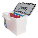 Storex wholesale. Portable Letter-legal Filebox With Organizer Lid, Letter-legal Files, 14.5" X 10.5" X 12", Clear-silver. HSD Wholesale: Janitorial Supplies, Breakroom Supplies, Office Supplies.