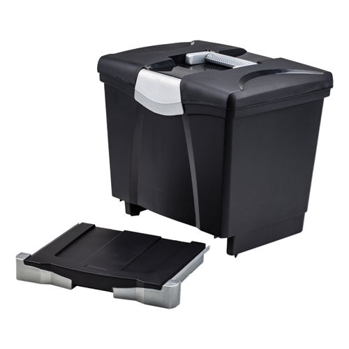 Storex wholesale. Portable File Box With Drawer, Letter Files, 14" X 11.25" X 14.5", Black. HSD Wholesale: Janitorial Supplies, Breakroom Supplies, Office Supplies.