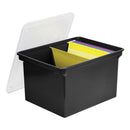 Storex wholesale. Plastic File Tote, Letter-legal Files, 18.5" X 14.25" X 10.88", Black-clear. HSD Wholesale: Janitorial Supplies, Breakroom Supplies, Office Supplies.