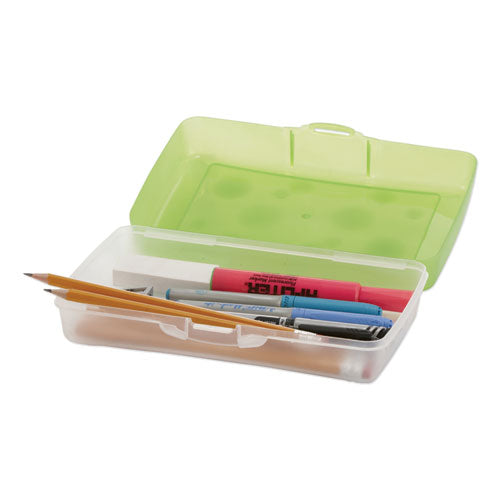 Storex wholesale. Pencil Box, 8.38" X 5.63" X 2.5", Randomly Assorted Colors. HSD Wholesale: Janitorial Supplies, Breakroom Supplies, Office Supplies.