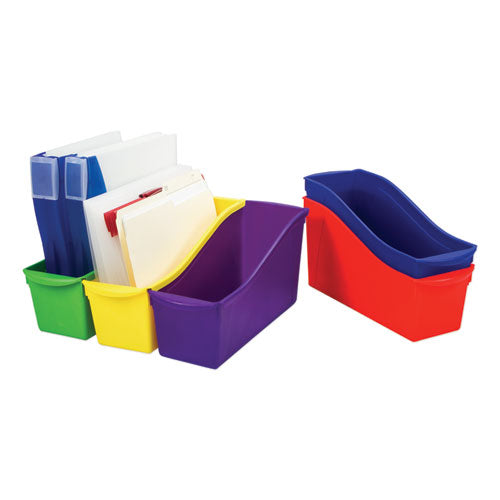 Storex wholesale. Interlocking Book Bins, 4.75" X 12.63" X 7", Assorted Colors, 5-pack. HSD Wholesale: Janitorial Supplies, Breakroom Supplies, Office Supplies.