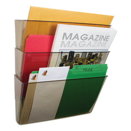 Storex wholesale. Wall File, Letter, 13 X 14, Three Pocket, Smoke. HSD Wholesale: Janitorial Supplies, Breakroom Supplies, Office Supplies.