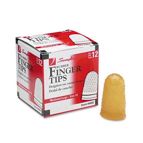 Swingline® wholesale. Swingline Rubber Finger Tips, 12 (medium-large), Amber, Dozen. HSD Wholesale: Janitorial Supplies, Breakroom Supplies, Office Supplies.