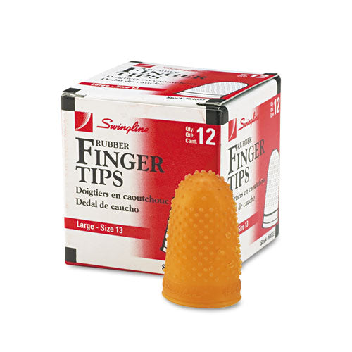 Swingline® wholesale. Swingline Rubber Finger Tips, 13 (large), Amber, Dozen. HSD Wholesale: Janitorial Supplies, Breakroom Supplies, Office Supplies.