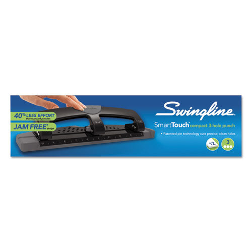 Swingline® wholesale. Swingline 12-sheet Smarttouch Three-hole Punch, 9-32" Holes, Black-gray. HSD Wholesale: Janitorial Supplies, Breakroom Supplies, Office Supplies.