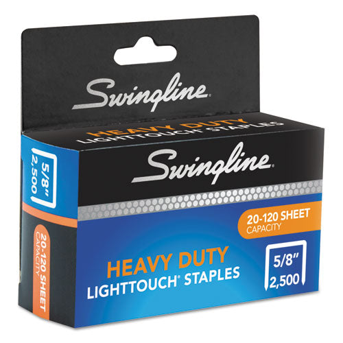 Swingline® wholesale. Swingline Light Touch Heavy-duty Staples, 0.63" Leg, 0.5" Crown, Steel, 2,500-box. HSD Wholesale: Janitorial Supplies, Breakroom Supplies, Office Supplies.