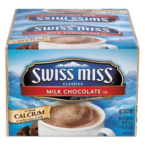 Swiss Miss® wholesale. Hot Cocoa Mix, Regular, 0.73 Oz. Packets,  50 Packets-box. HSD Wholesale: Janitorial Supplies, Breakroom Supplies, Office Supplies.