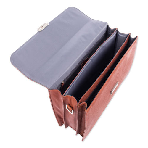 Swiss Mobility wholesale. Milestone Briefcase, Holds Laptops 15.6", 5" X 5" X 12", Cognac. HSD Wholesale: Janitorial Supplies, Breakroom Supplies, Office Supplies.