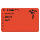 Tabbies® wholesale. Allergy Warning Labels, Allergic To: Penicilln, Codeine, Sulfa, 2.5 X 4, Fluorescent Red, 100-roll. HSD Wholesale: Janitorial Supplies, Breakroom Supplies, Office Supplies.