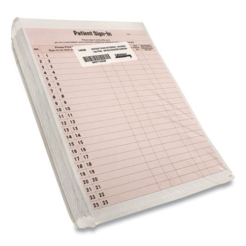 Tabbies® wholesale. Patient Sign-in Label Forms, 8 1-2 X 11 5-8, 125 Sheets-pack, Salmon. HSD Wholesale: Janitorial Supplies, Breakroom Supplies, Office Supplies.